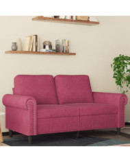 Canapé à 2 places Rouge bordeaux 120 cm Velours | Mobilier & Déco