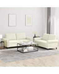 Ensemble de canapés 2 pcs avec coussins Crème Velours | Mobilier & Déco