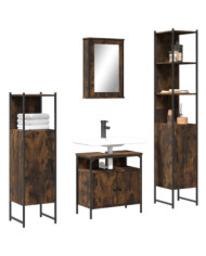 Ensemble de meubles de salle de bain 4 pcs Chêne fumé Bois | Mobilier & Déco