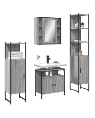 Ensemble d'armoires de salle de bain 4 pcs sonoma gris | Mobilier & Déco