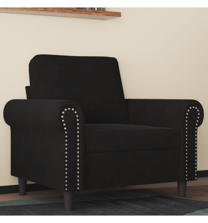 Fauteuil Noir 60 cm Velours | Mobilier & Déco