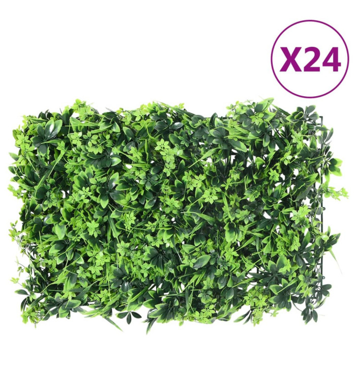  Clôture à feuilles artificielles 24 pcs vert 40x60 cm | Mobilier & Déco