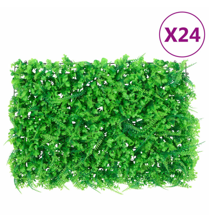   Clôture feuilles de fougère artificielles 24 pcs vert 40x60 cm | Mobilier & Déco
