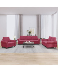 Ensemble de canapés 3 pcs avec coussins Rouge bordeaux Velours | Mobilier & Déco