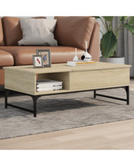 Table basse chêne sonoma 100x50x35cm bois d'ingénierie et métal | Mobilier & Déco