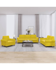 Ensemble de canapés 3 pcs avec coussins Jaune Velours | Mobilier & Déco