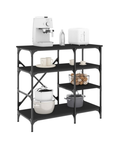 Support de boulanger noir 90x40x84 cm bois ingénierie et métal | Mobilier & Déco