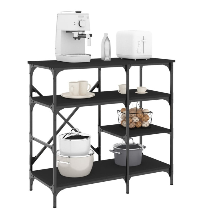 Support de boulanger noir 90x40x84 cm bois ingénierie et métal | Mobilier & Déco