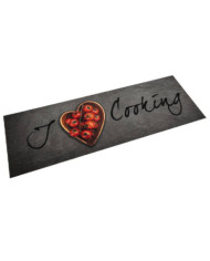 Tapis de cuisine lavable texte Cooking 60x180 cm velours | Mobilier & Déco