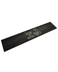Tapis de cuisine lavable imprimé tasse noir 60x300 cm velours | Mobilier & Déco