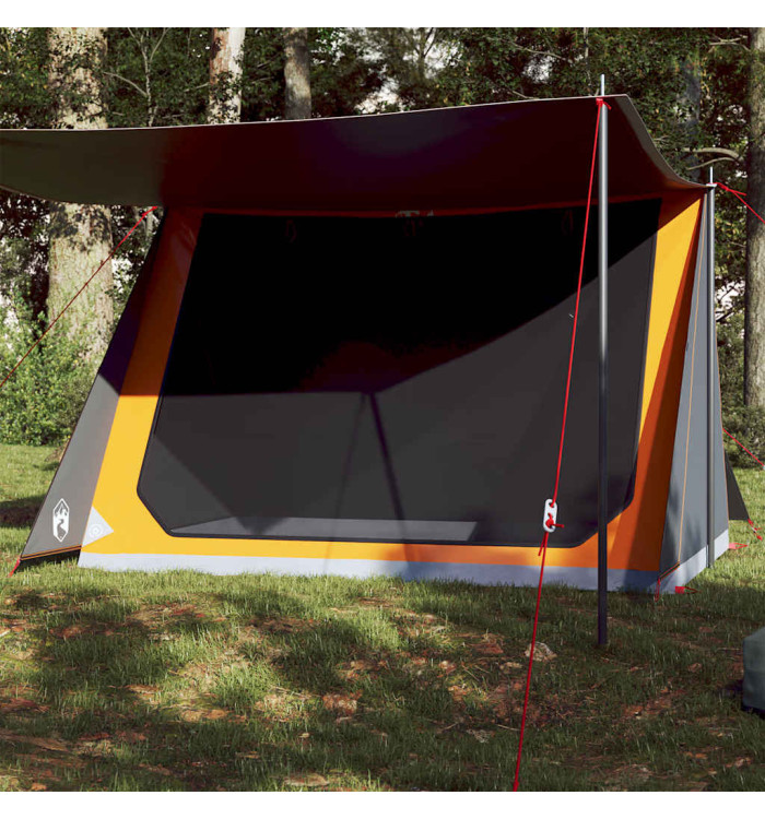 Tente de camping 2 personnes gris et orange imperméable | Mobilier & Déco