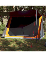 Tente de camping 2 personnes gris et orange imperméable | Mobilier & Déco