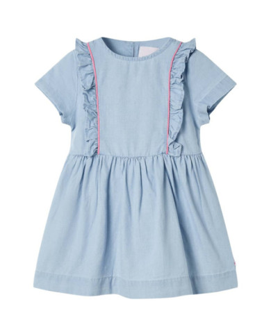 Robe pour enfants à volants bleu doux 128 | Mobilier & Déco