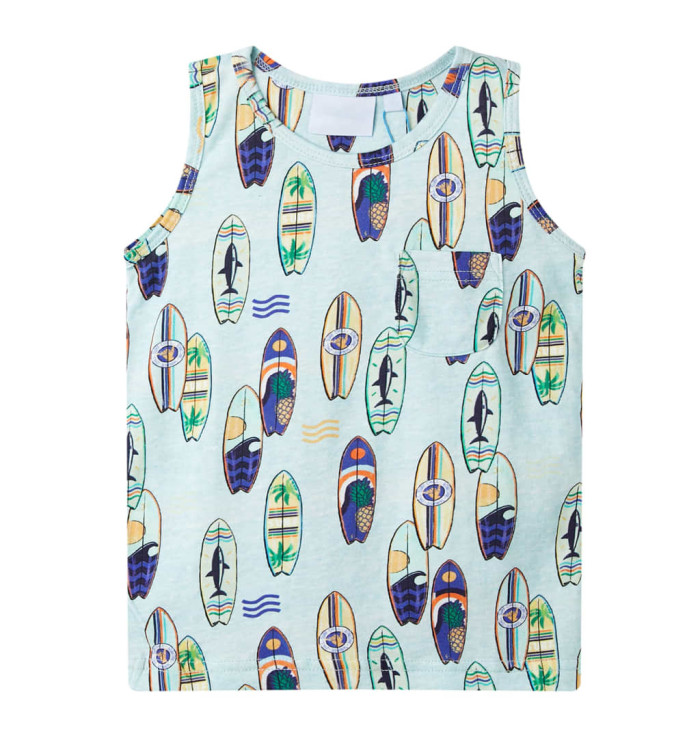 Débardeur enfant bleu doux mélangé 104 | Mobilier & Déco