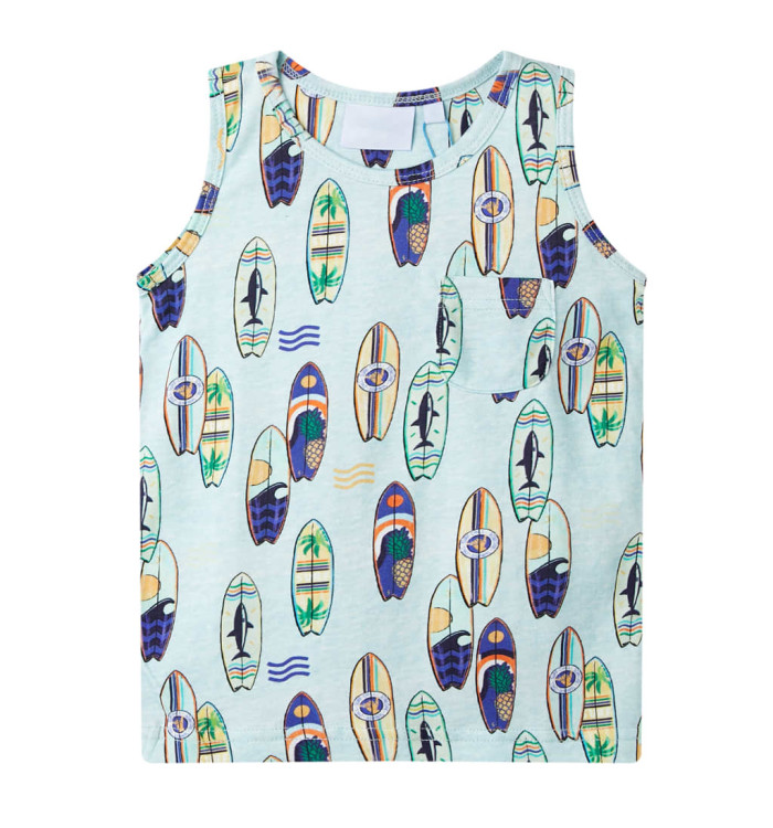 Débardeur enfant bleu doux mélangé 128 | Mobilier & Déco