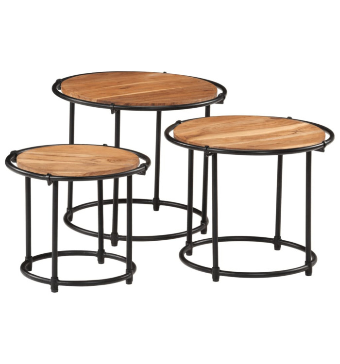Tables gigognes 3 pcs bois massif d'acacia | Mobilier & Déco