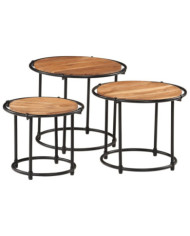 Tables gigognes 3 pcs bois massif d'acacia | Mobilier & Déco