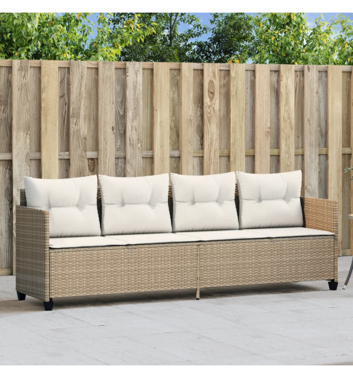 Chaise longue avec coussins beige résine tressée | Mobilier & Déco