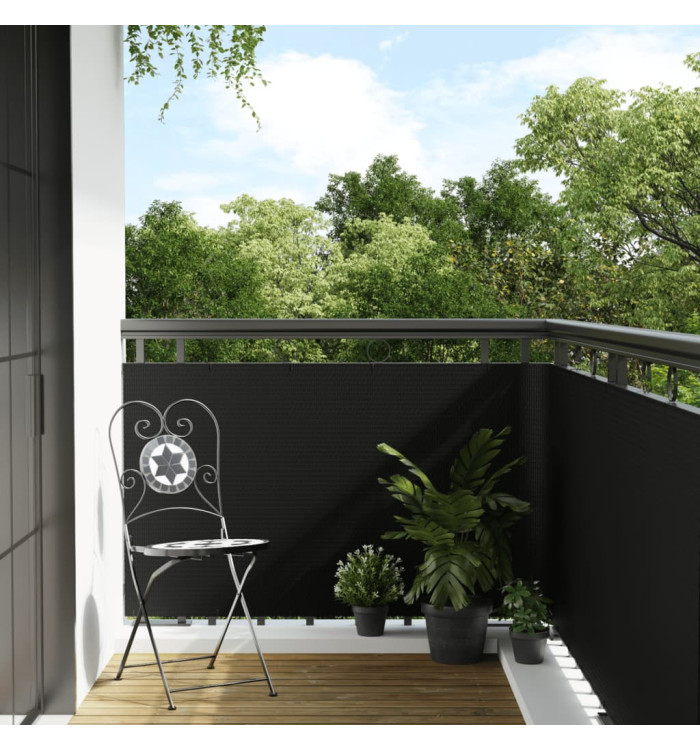 Paravent de balcon noir 1000x80 cm résine tressée | Mobilier & Déco
