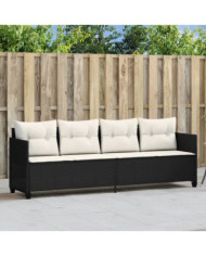 Chaise longue avec coussins noir résine tressée | Mobilier & Déco
