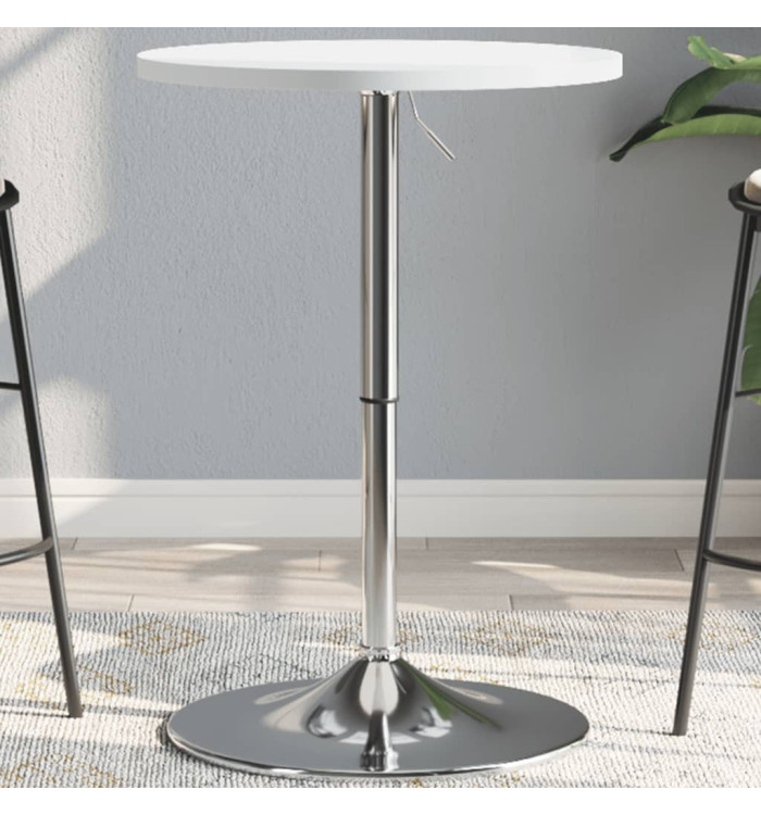 Table de bar blanc 50x50x90cm bois d'ingénierie et acier chromé | Mobilier & Déco