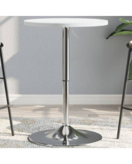 Table de bar blanc 50x50x90cm bois d'ingénierie et acier chromé | Mobilier & Déco