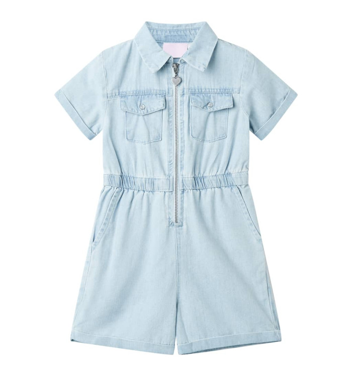 Combinaison enfants avec manches courtes bleu doux 140 | Mobilier & Déco
