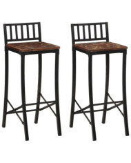Chaises de bar lot de 2 bois de récupération massif | Mobilier & Déco