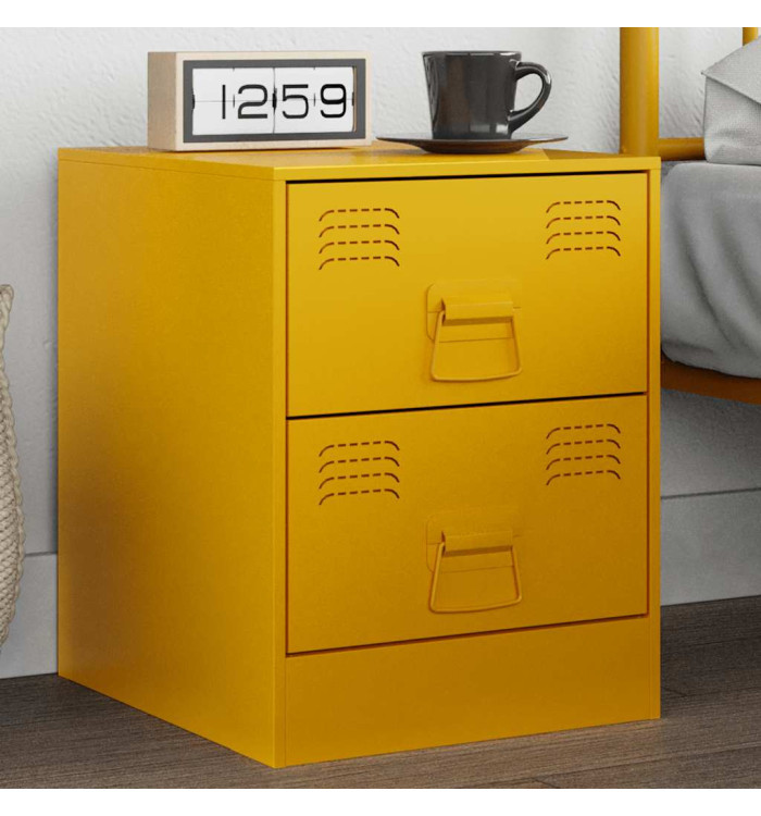 Table de chevet jaune 34,5x39x44 cm acier | Mobilier & Déco