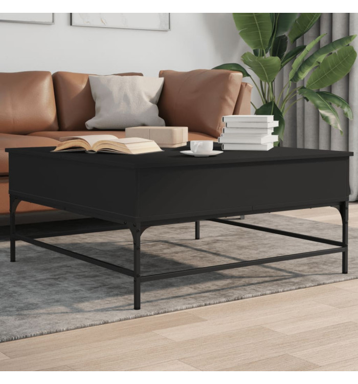 Table basse noir 95x95x45 cm bois d'ingénierie et métal | Mobilier & Déco