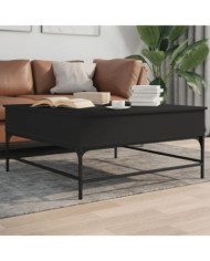 Table basse noir 95x95x45 cm bois d'ingénierie et métal | Mobilier & Déco