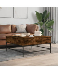 Table basse chêne fumé 95x95x45 cm bois d'ingénierie et métal | Mobilier & Déco
