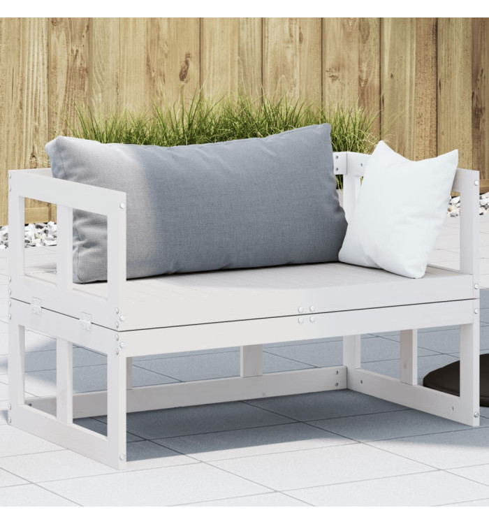 Canapé de jardin extensible blanc bois massif de pin | Mobilier & Déco