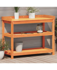 Table de rempotage avec étagères marron bois massif de pin | Mobilier & Déco