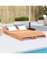 Chaises longues lot de 2 cire marron bois massif de pin | Mobilier & Déco