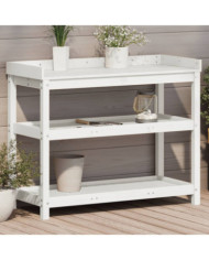 Table de rempotage avec étagères blanc bois massif de pin | Mobilier & Déco