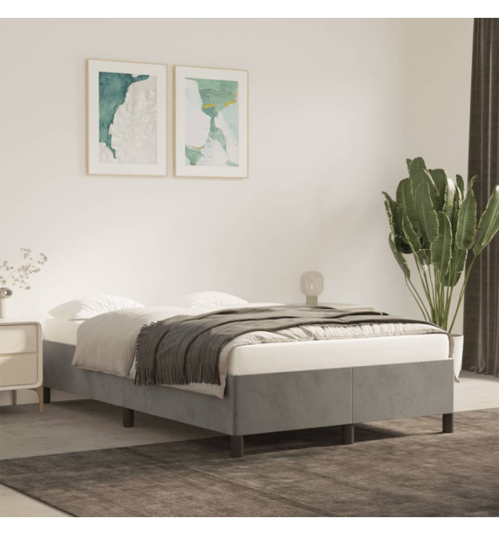 Cadre de lit sans matelas gris clair 120x190 cm velours | Mobilier & Déco