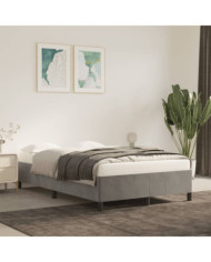 Cadre de lit sans matelas gris clair 120x190 cm velours | Mobilier & Déco
