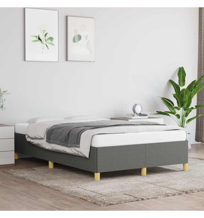Cadre de lit sans matelas gris foncé 120x190 cm tissu | Mobilier & Déco