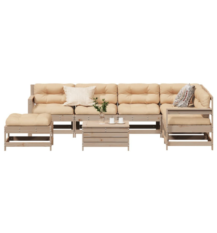 Salon de jardin 8 pcs avec coussins Bois de pin massif | Mobilier & Déco