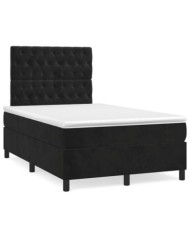 Sommier à lattes de lit avec matelas noir 120x190 cm velours | Mobilier & Déco
