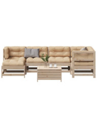 Salon de jardin 7 pcs avec coussins Bois de pin massif | Mobilier & Déco