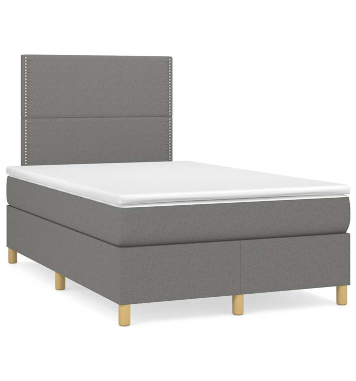 Sommier à lattes de lit avec matelas gris foncé 120x190cm tissu | Mobilier & Déco