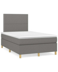 Sommier à lattes de lit avec matelas gris foncé 120x190cm tissu | Mobilier & Déco