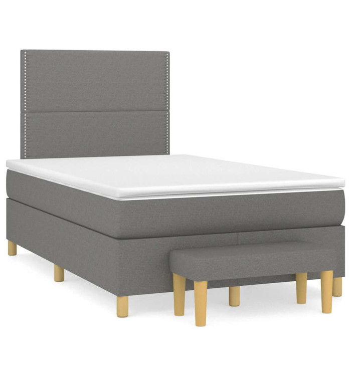 Sommier à lattes de lit avec matelas gris foncé 120x190cm tissu | Mobilier & Déco