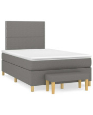 Sommier à lattes de lit avec matelas gris foncé 120x190cm tissu | Mobilier & Déco