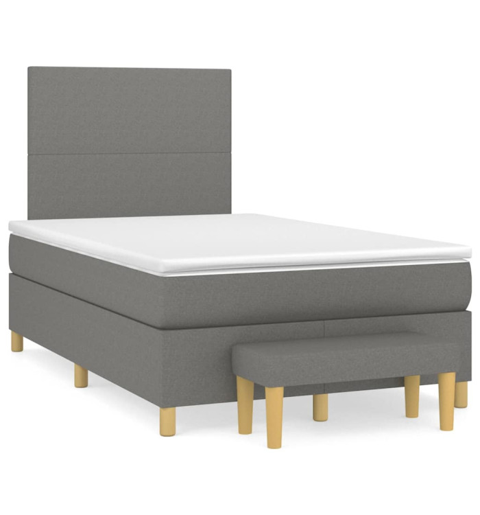 Sommier à lattes de lit avec matelas gris foncé 120x190cm tissu | Mobilier & Déco