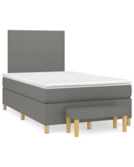 Sommier à lattes de lit avec matelas gris foncé 120x190cm tissu | Mobilier & Déco