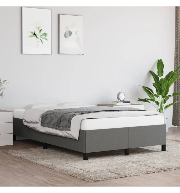 Cadre de lit sans matelas gris foncé 120x190 cm tissu | Mobilier & Déco