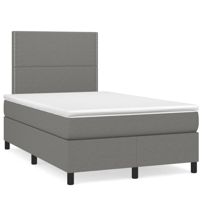Sommier à lattes de lit avec matelas gris foncé 120x190cm tissu | Mobilier & Déco